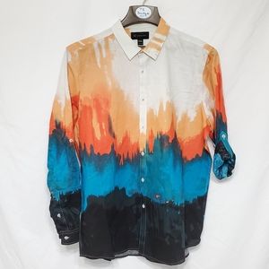 Mens, Linen Watercolor Shirt XXL